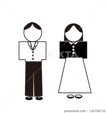 Restroom men and women Western-style pictogram line drawing icon 136706728