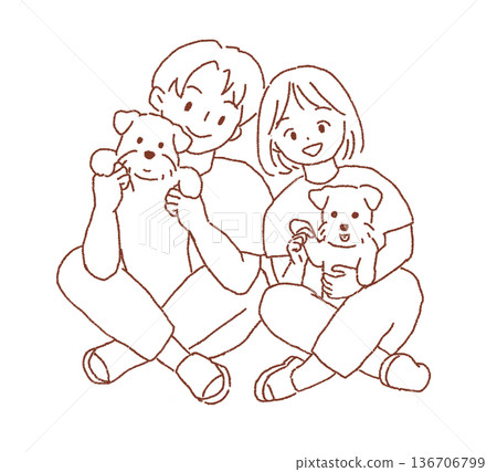 Schnauzer and male and female line drawing 136706799