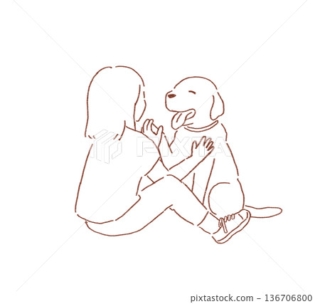 拉布拉多犬的線條畫 拉布拉多犬的線條畫 136706800