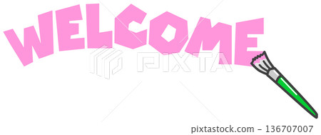 用彩色顏料寫歡迎詞的插圖 136707007