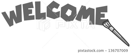 用彩色顏料寫歡迎詞的插圖 用彩色顏料寫歡迎詞的插圖 136707009