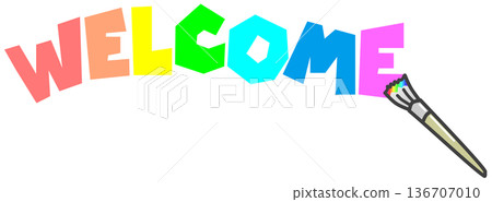 用彩色顏料寫歡迎詞的插圖 用彩色顏料寫歡迎詞的插圖 136707010