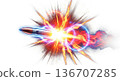 Bullet firing with speed and power creating fiery explosion effect 136707285