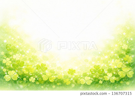 Clover Series: Bottom background with clover at the bottom Clover Series: Bottom background with clover at the bottom 136707315