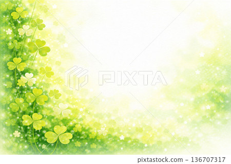 Clover Series: A vertical line background of clovers lined up on the left side 136707317
