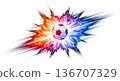 Soccer ball exploding with fire and ice energy 136707329