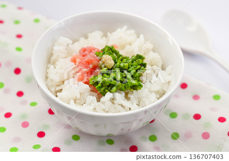Cactus with Yamagata-style dashi and mentaiko on rice 136707403