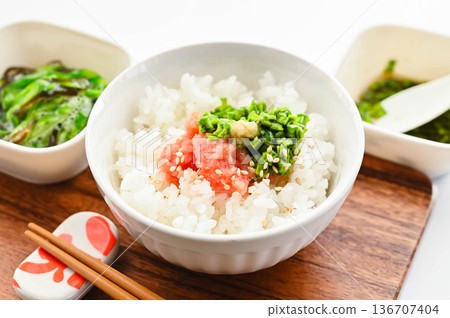 Cactus with Yamagata-style dashi and mentaiko on rice 136707404