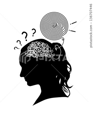 Abstraction: a person thinks, thoughts are the brain . vector illustration. hand drawn. Not AI Abstraction: a person thinks, thoughts are the brain . vector illustration. hand drawn. Not AI 136707446