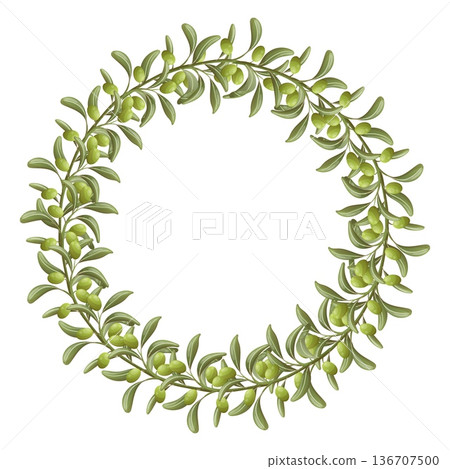 Full round olive wreath with green olives 136707500