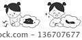 兒童腹瀉與健康大便：前後對比（黑白對比） 136707677
