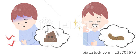兒童便秘與健康大便:前後對比(無主線) 兒童便秘與健康大便:前後對比(無主線) 136707679