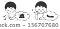 兒童便秘與健康大便：前後對比（黑白照片） 136707680