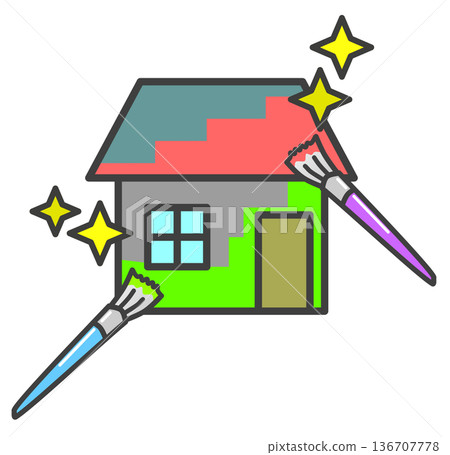 Illustration of repainting the exterior walls of my home and renovating 136707778
