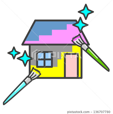 房屋外牆重新粉刷翻新的示意圖 房屋外牆重新粉刷翻新的示意圖 136707780