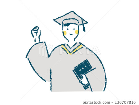 圖中是一位身穿學術禮服、揮舞拳頭的男子的上半身像。 136707816