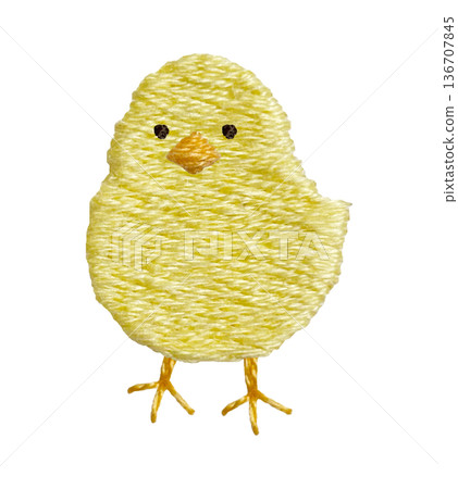 [Chick] Hand-embroidered illustration material 136707845