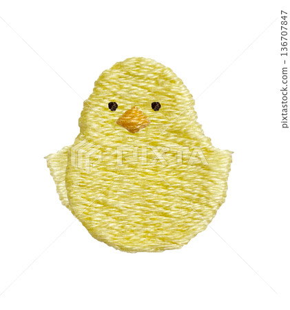 [Sitting chick] Hand embroidery illustration material 136707847