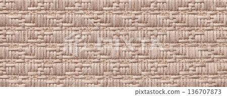 Beige woven textile texture background, macro. Light brown fabric material backdrop with weave pattern Beige woven textile texture background, macro. Light brown fabric material backdrop with weave pattern 136707873