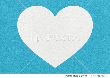 White heart on turquoise paper texture background with copy space for banner, template or greeting card White heart on turquoise paper texture background with copy space for banner, template or greeting card 136707882
