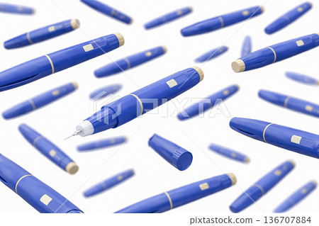 Blue injectable weight loss pen medical concept. 136707884