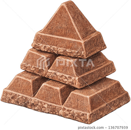 Hand drawn colored pencil triangle chocolate illustration, Swiss chocolate, transparent background Hand drawn colored pencil triangle chocolate illustration, Swiss chocolate, transparent background 136707939