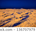 Snowy and icy shore, beautiful sunset on the Baltic Sea coast 136707979