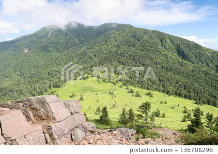 The ridgeline from Mt. Azumaya to Mt. Nekodake (border between Nagano and Gunma prefectures) 136708296