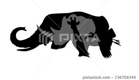 Africa Animal Silhouettes Logo . hand drawing. Not AI, Vector illustration Africa Animal Silhouettes Logo . hand drawing. Not AI, Vector illustration 136708349