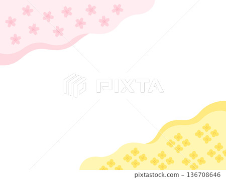 Loose cherry blossom and rape blossom frame Loose cherry blossom and rape blossom frame 136708646