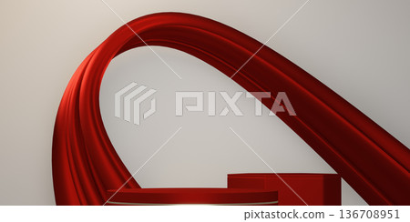 Year of China red concept Podium, minimal geometric design.3D rendering Year of China red concept Podium, minimal geometric design.3D rendering 136708951