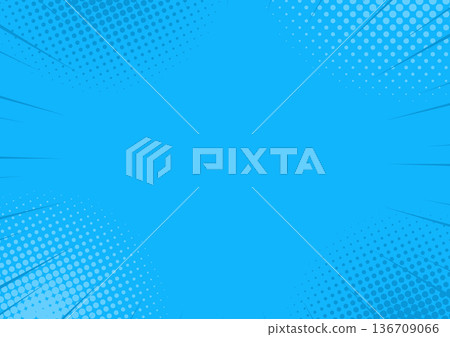 Concentrated lines and halftone blue/light blue background material 136709066