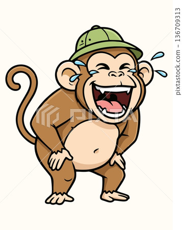 Funny Laughing Monkey Cartoon Character Illustration Funny Laughing Monkey Cartoon Character Illustration 136709313