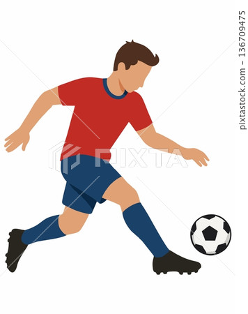 Soccer Player Kicking Ball Vector Illustration 136709475