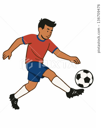 Soccer Player Kicking Ball Vector Illustration 136709476