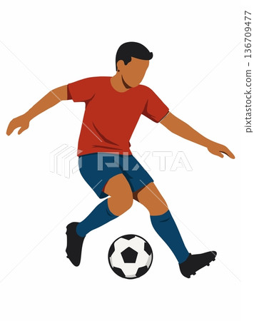 Soccer Player Kicking Ball Vector Illustration 136709477