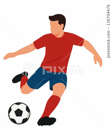 Soccer Player Kicking Ball Vector Illustration 136709478