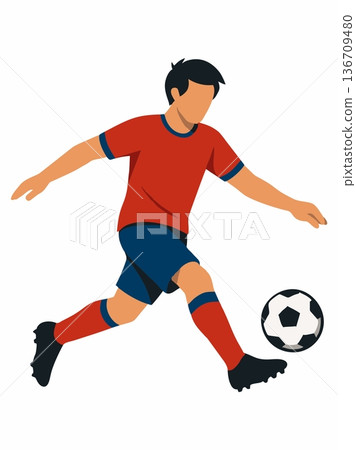 Soccer Player Kicking Ball Vector Illustration 136709480