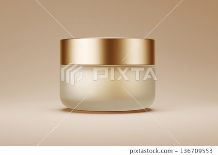 奢華乳霜罐，金色蓋子 | 護膚品容器模型，空白標籤，保濕乳霜 136709553