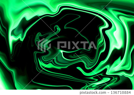 Black background and green glowing fluid rays Black background and green glowing fluid rays 136710884