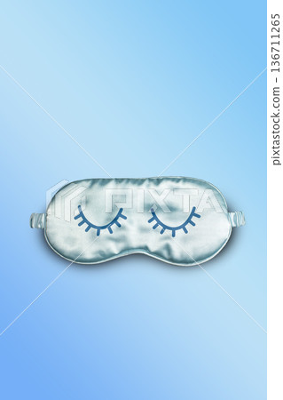 World Sleep day, Sleeping mask on light background with copy space. Vertical World Sleep day, Sleeping mask on light background with copy space. Vertical 136711265