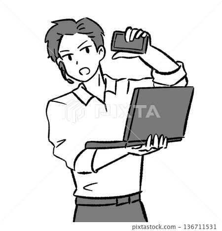 Multitasking office worker 136711531