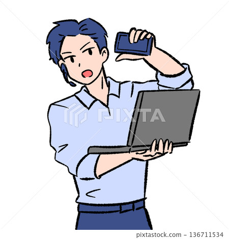 Multitasking office worker 136711534