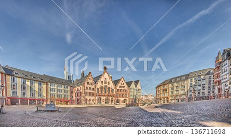 Frankfurt Roemerberg square historic town hall panorama Frankfurt Roemerberg square historic town hall panorama 136711698