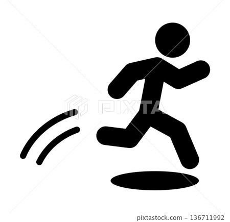 人物奔跑跳躍的象形圖 136711992