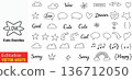 Cute doodles elements collection with love star and happy symbols isolated on transparent background 136712050