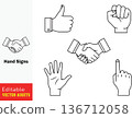 Hand signs and gestures in editable vector graphics isolated on transparent background Hand signs and gestures in editable vector graphics isolated on transparent background 136712058