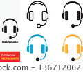 Headset icons collection for customer service and support teams communication audio equipment Headset icons collection for customer service and support teams communication audio equipment 136712062