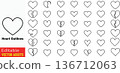 Heart outline icons in various styles and broken heart symbols for design elements and emotional expressions ending in a versatile graphic resource 136712063
