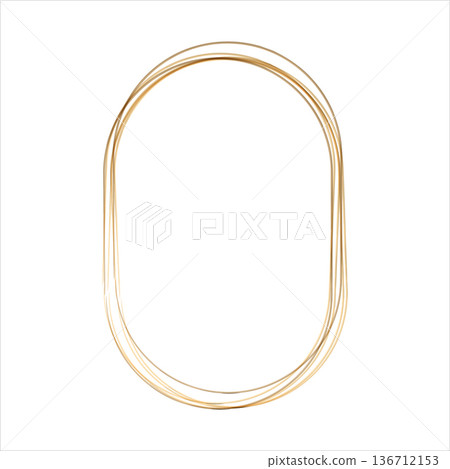 Elegant gold watercolor frame features multiple thin, layered oval lines on a white background. This decorative border adds a subtle, artistic touch for invitations or designs. Elegant gold watercolor frame features multiple thin, layered oval lines on a white background. This decorative border adds a subtle, artistic touch for invitations or designs. 136712153